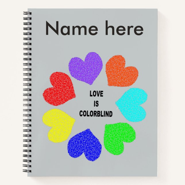 Rainbow Hearts Spiral Notebook der interrassischen Notizbuch (Vorderseite)