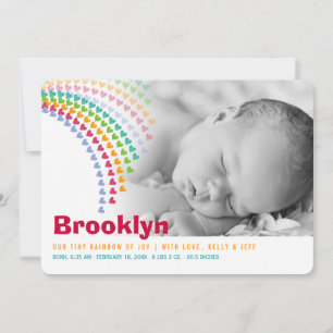 Rainbow Hearts Sprinkles Baby Faire-part de naissa