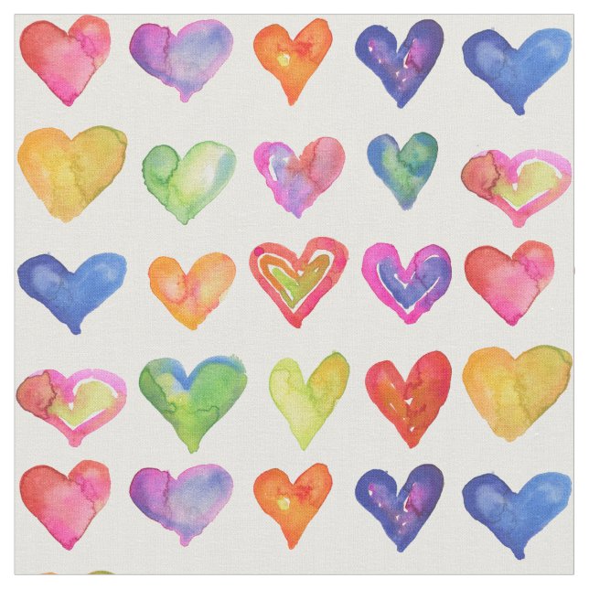 Rainbow Hearts Stoff (Nahaufnahme)