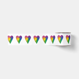 Rainbow Hearts Watercolor Satinband