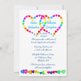 Rainbow Hearts Wedding Einladung