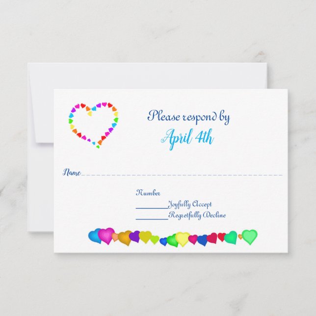 Rainbow Hearts Wedding Invitation UAWG Einladung (Vorderseite)