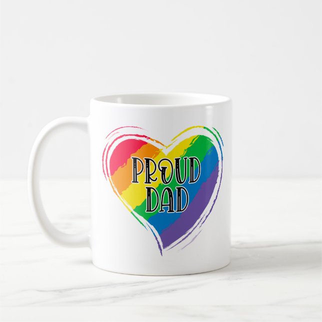 Rainbow Heft Flag Proud Vater LGBT Gay Pride Monat Kaffeetasse (Links)