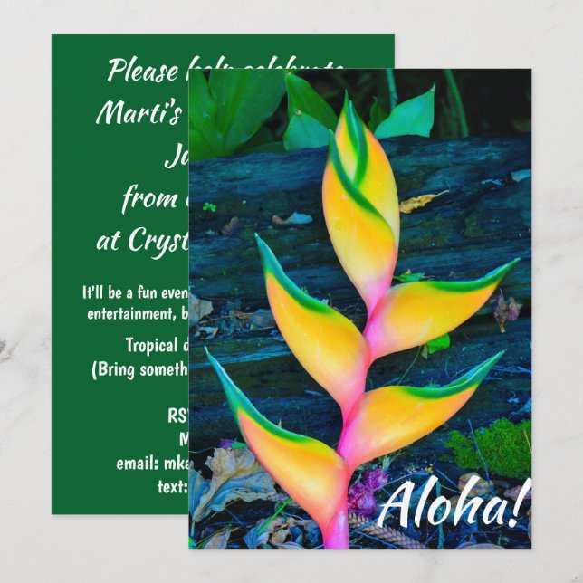 Rainbow Heliconia, Haena, Kauai, Hawaii Einladung (Vorne/Hinten)