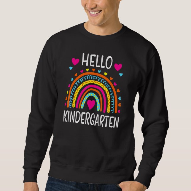 Rainbow Hello Kindergarten Zurück zum Lehrer Sweatshirt (Vorderseite)