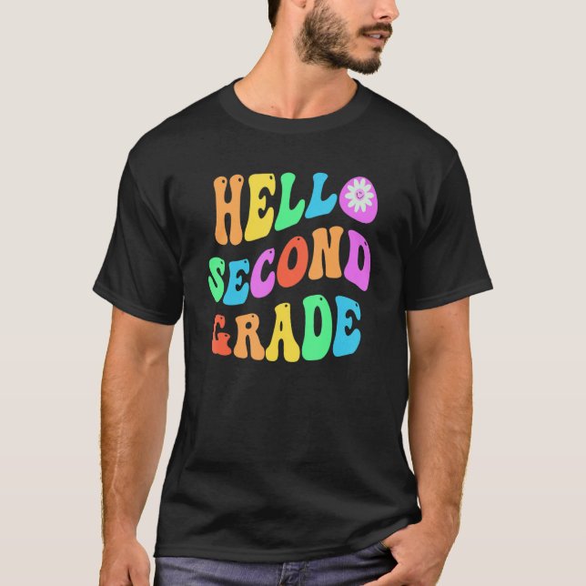 Rainbow Hello Second Grade Retro 2. Gr Little Mis T-Shirt (Vorderseite)
