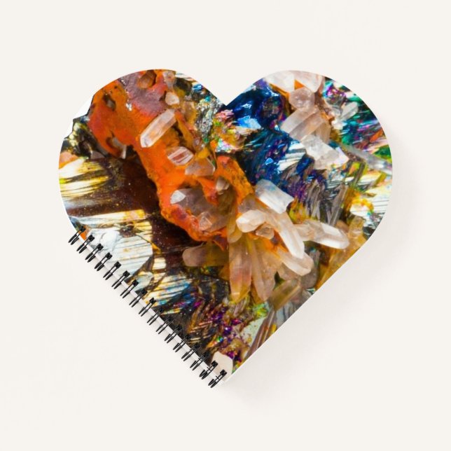 Rainbow Hematite Crystal Heart Notepad Valentines Notizbuch (Vorderseite)