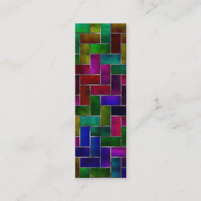 Rainbow Herringbone Brick Stained Glass Window Mini Visitenkarte (Vorderseite)