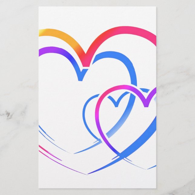 Rainbow-Herz Briefpapier (Vorderseite)