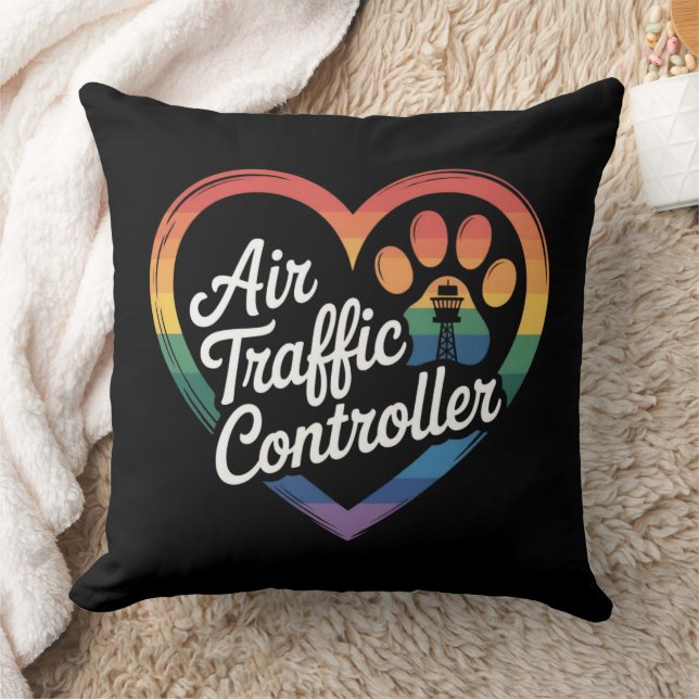 Rainbow-Herz für Flugverkehrsleiter Kissen (Decke)