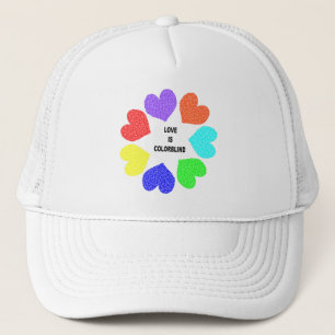 Rainbow-Herz-Hut der interrassischen Liebe Truckerkappe