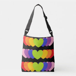 Rainbow-Herz-Print-Cross-Body-Bag oder Totbeutel Tragetaschen Mit Langen Trägern