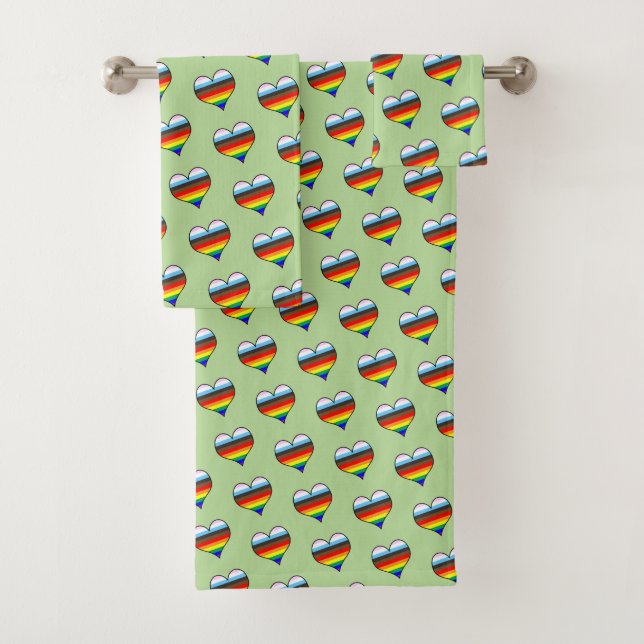 Rainbow Herzdesign Pattern Badetuch Set (Insitu)