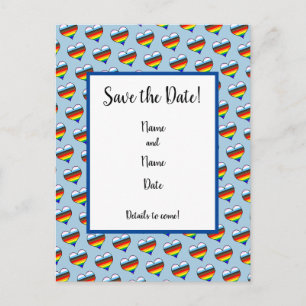 Rainbow-Herzmuster Save the Date Postkarte