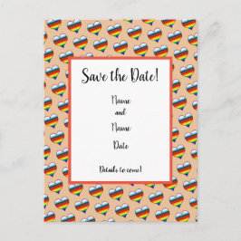Rainbow-Herzmuster Save the Date Postkarte