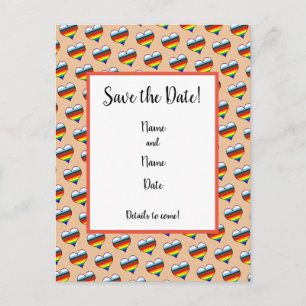 Rainbow-Herzmuster Save the Date Postkarte