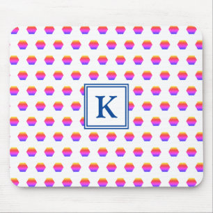 Rainbow Hexagon Geometric Monogramm Mousepad