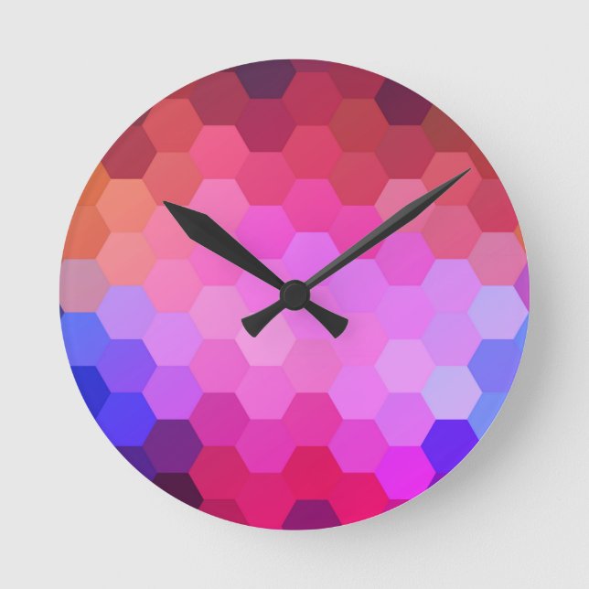 Rainbow Hexagon Zickzack Muster Runde Wanduhr (Vorderseite)