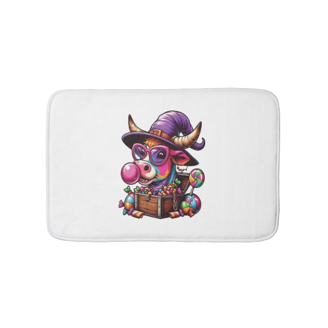 Rainbow Highland Cow Halloween Badematte (Vorderseite)