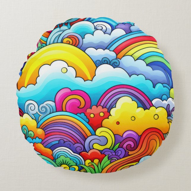 Rainbow-Hintergründe Rundes Kissen (Vorderseite)