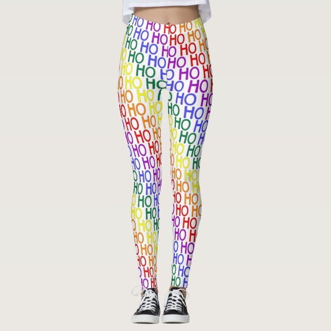 Rainbow Ho Ho Ho Pattern Leggings (Vorderseite)