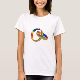 Rainbow-Hochzeitsringe T - Shirt der Frauen