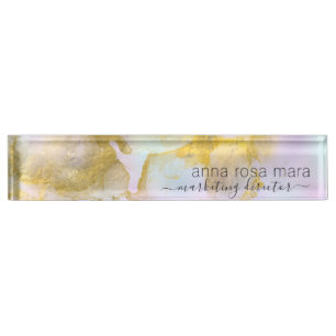 *~* Rainbow Holograghe Pastel Gold Foil Namensplakette