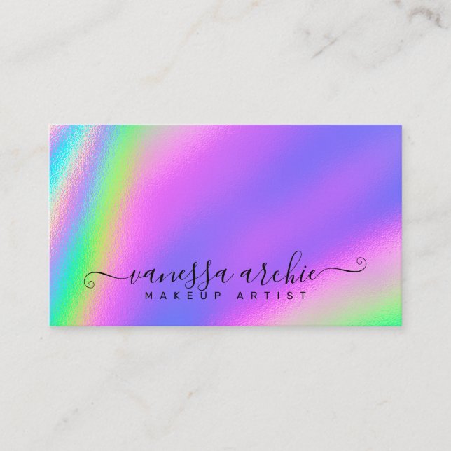Rainbow Holographic Foil Beauty Service Visitenkarte (Vorderseite)
