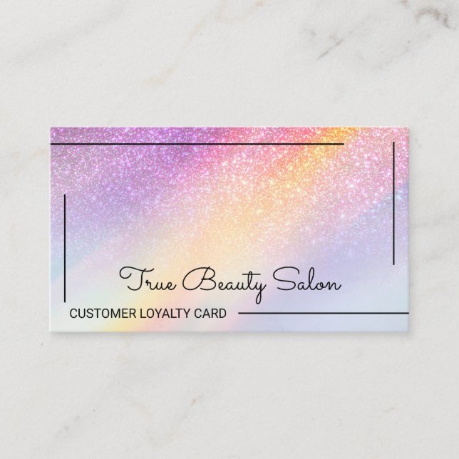 Rainbow Holographic Glitzer Ombre Customer Treuekarte (Vorderseite)