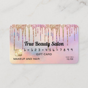 Rainbow Holographic Glitzer Tropfens Gift Guthaben Visitenkarte