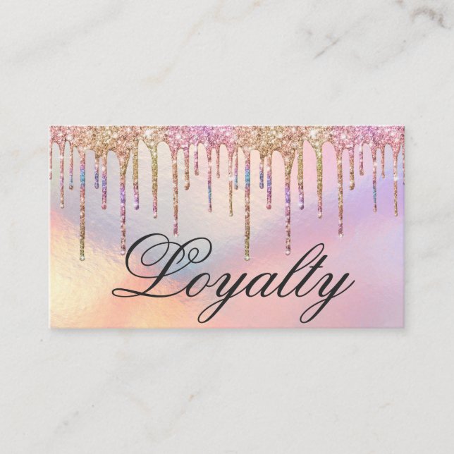 Rainbow Holographic Glitzer Tropfens Loyalty Treuekarte (Vorderseite)
