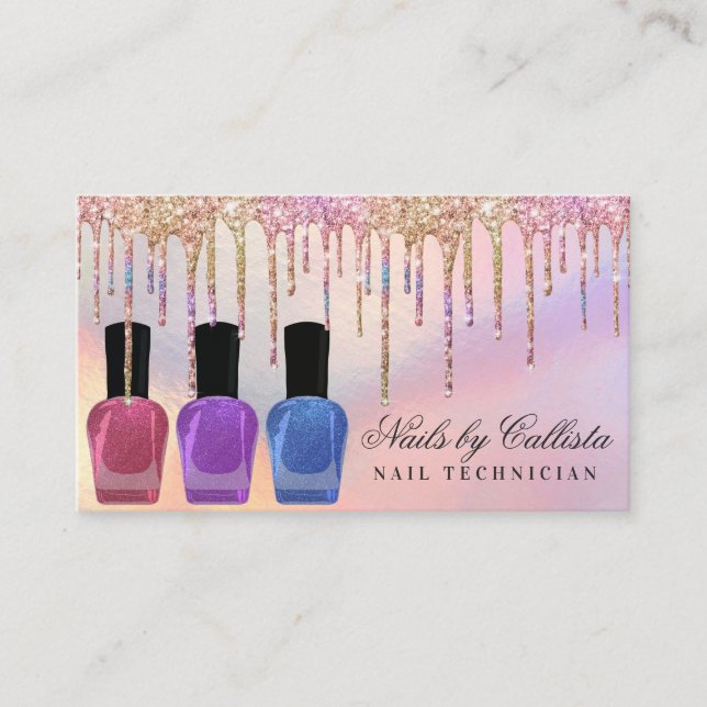 Rainbow Holographic Glitzer Tropfens Nail Polnisch Visitenkarte (Vorderseite)