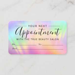 Rainbow Holographic Iridescent Unicorage Script Terminkarte