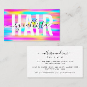 Rainbow Holographic Simple Typografy Hair Stylist Visitenkarte