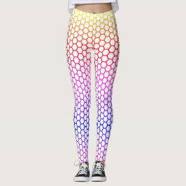 Rainbow Honeycomb Grid Pattern Leggings