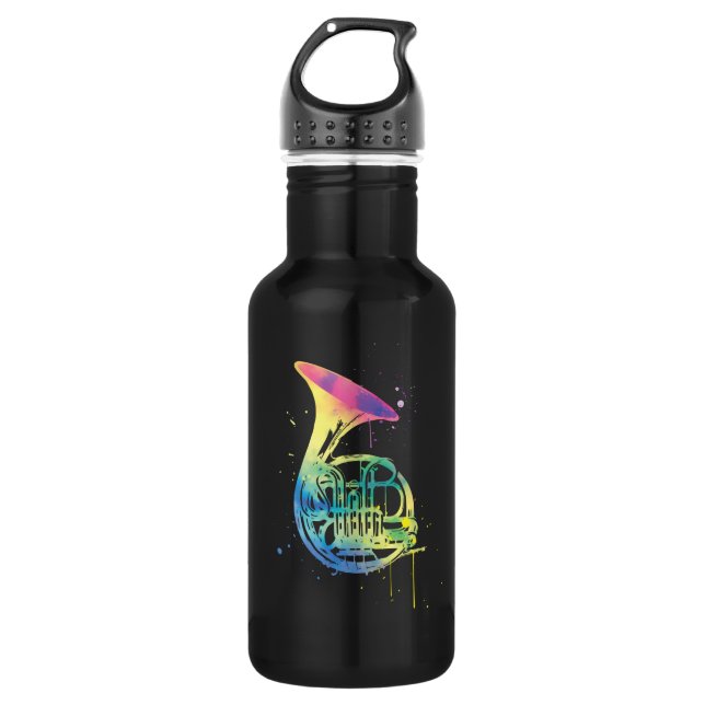 Rainbow Horn Design für französische Horn-Spieler Edelstahlflasche (Vorderseite)