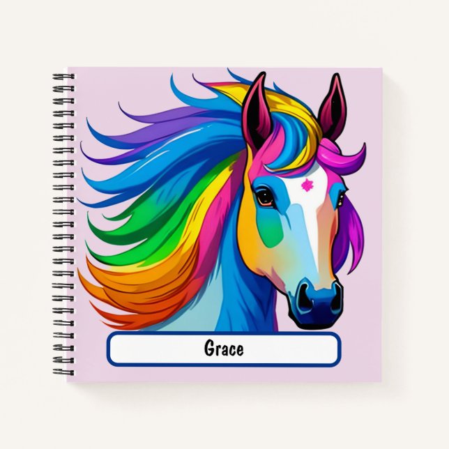 Rainbow Horn Notebook mit individueller Nametag Notizbuch (Vorderseite)
