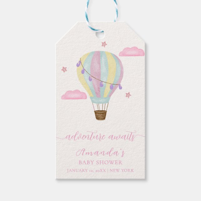 Rainbow Hot Air Ballon Cloud Star Baby Dusche Geschenkanhänger (Vorderseite)