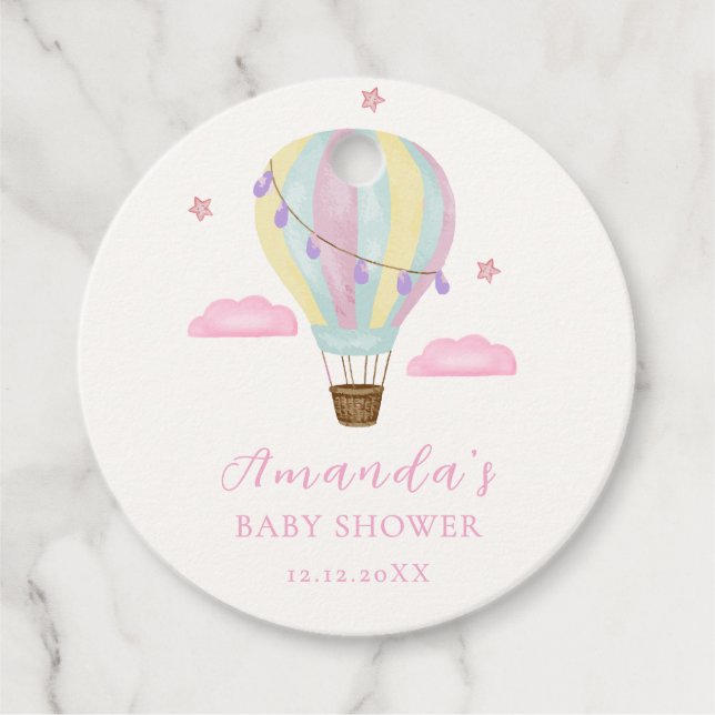 Rainbow Hot Air Ballon Cloud Star Baby Dusche Geschenkanhänger (Vorderseite)