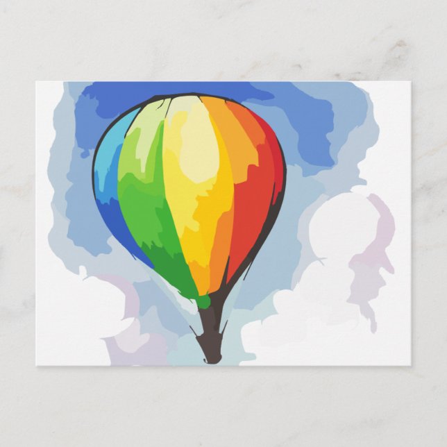 Rainbow Hot Air Ballon Postkarte (Vorderseite)