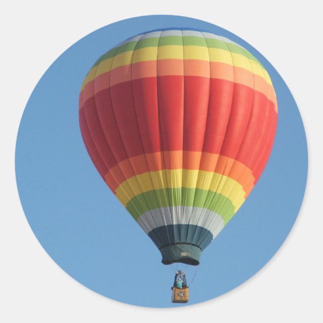 Rainbow Hot Air Baloon Runder Aufkleber (Vorderseite)