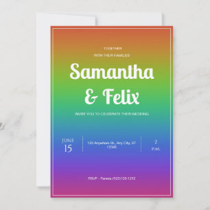 Rainbow Hue Ombre Wedding Einladung