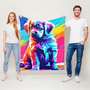 Rainbow Hued Dog Art Fleecedecke
