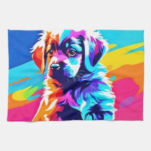Rainbow Hued Dog Art Geschirrtuch