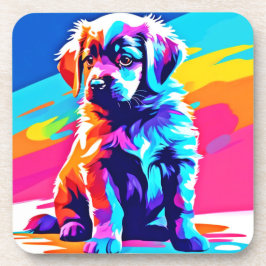 Rainbow Hued Dog Art Getränkeuntersetzer