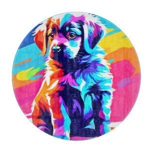 Rainbow Hued Dog Art Schneidebrett