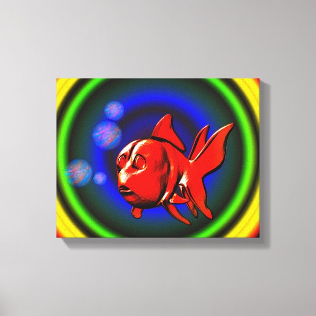 Rainbow Hues Niedlich Abstrakt Goldfish Leinwanddruck (Vorderseite)