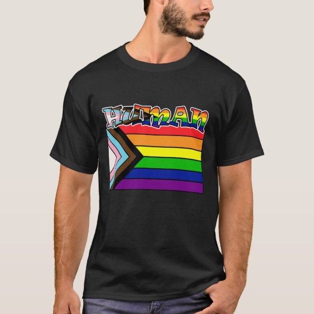 Rainbow Human LGBTQ Flag Support und Pride T-Shir T-Shirt (Vorderseite)