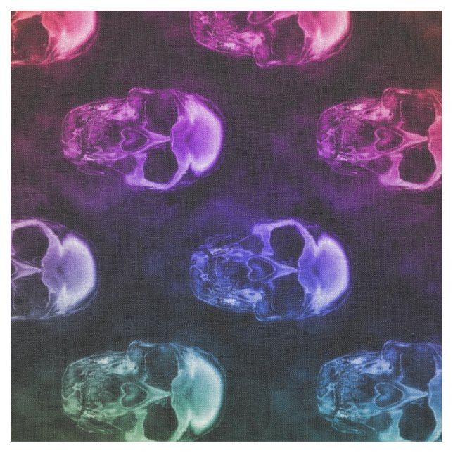 Rainbow Human Skulls Muster Stoff (Nahaufnahme)