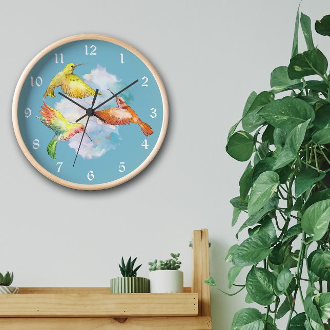 Rainbow Hummingbird Dance Große Wanduhr (Von Creator hochgeladen)